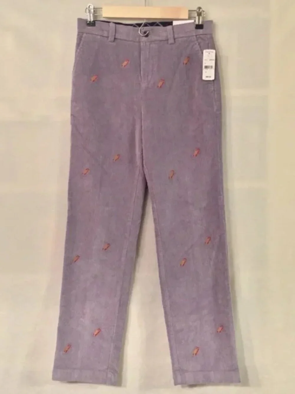 NWT Brooks Brothers grey cotton embroidered sled winter corduroy pants